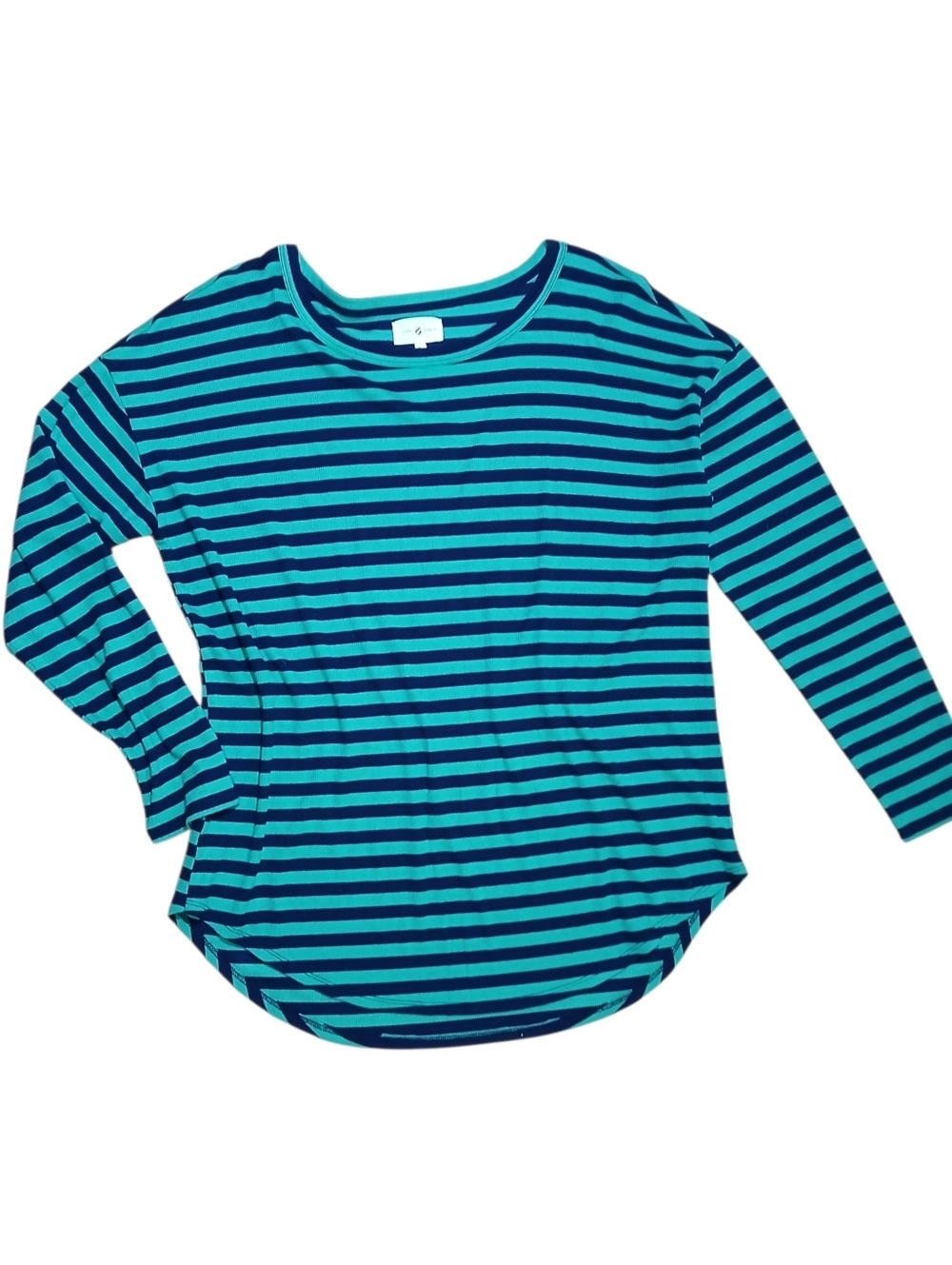 Lou & Grey From Ann Taylor Green Blue Long Sleeve Tee Sz Large